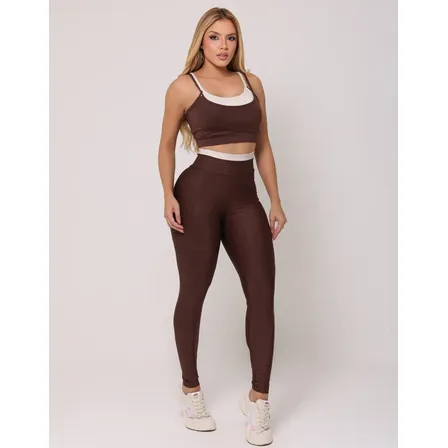 Conjunto Blackout Zero Transparência Legging Bolso E Cropped
