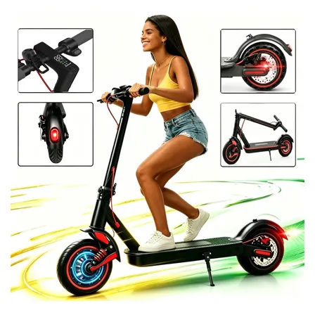 Patinete Elétrico Scooter 350w Amortecedor Dobrável Preto