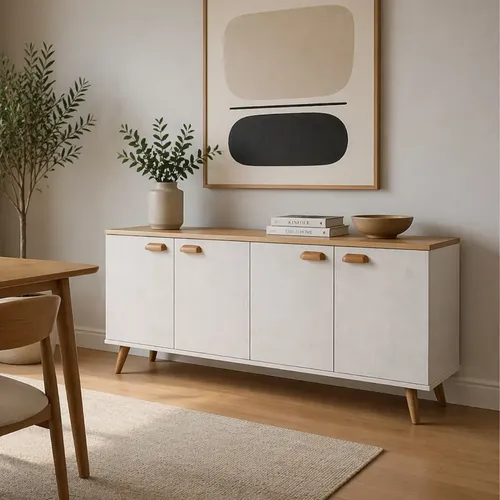Balcão Aparador Compacto Para Cozinha Moderna 120x64 Branco