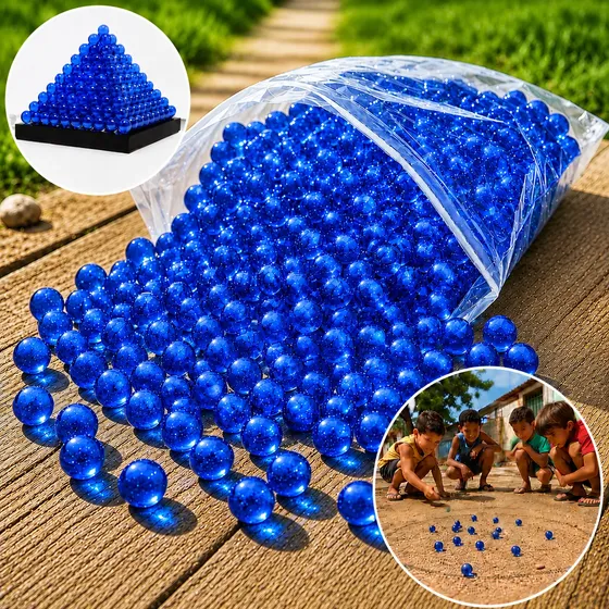 200 Bolinhas Gude Bola Vidro Burca Fubeca Lisa Azul Claro
