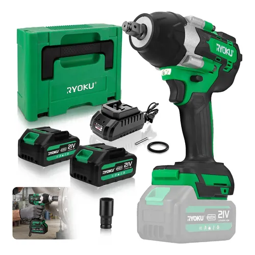 Chave De Impacto Brushless 700nm 2 Baterias Maleta Ryoku Verde 127/220v 50 Hz/60 Hz