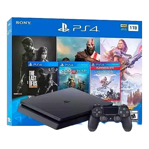 Ps4 Slim 1tb 2 Controles E 3 Jogos Preto