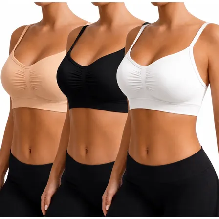 Kit 3 Top Sutiã Sem Costura Com Alça Ajustável Sensual Macio Sortidas Liso M 40-42