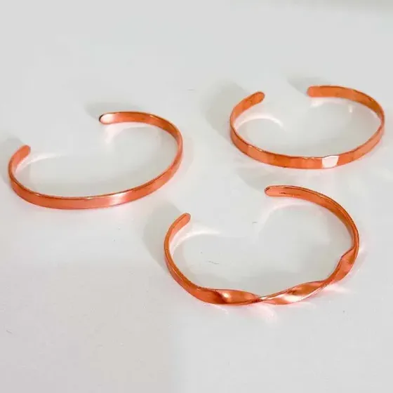 Kit 3 Pulseiras De Cobre Puro | Linea + Vitta + Elos