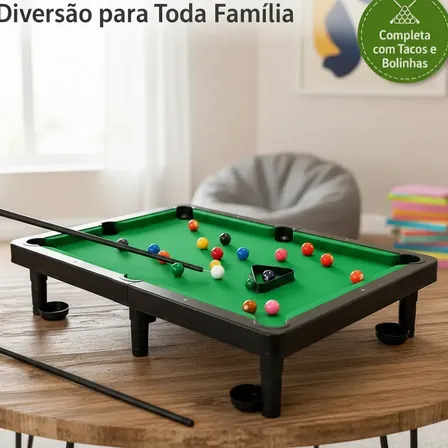 Mesa Bilhar Infantil Snooker Sinuca Brinquedo Completa Verde