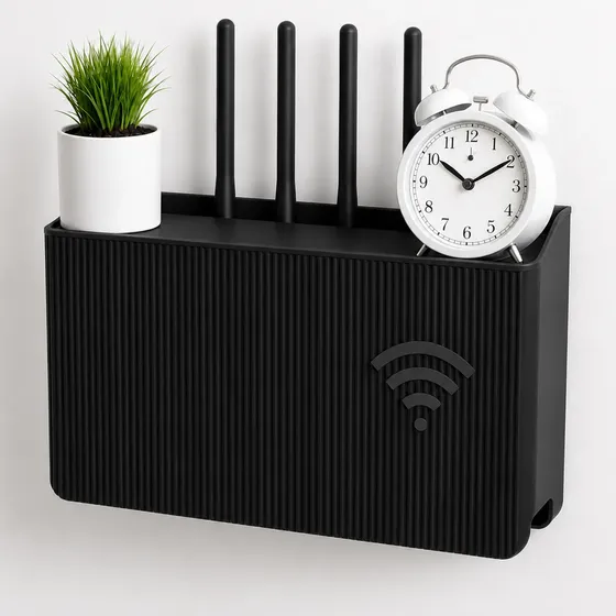 Suporte Para Roteador Modem Wi-fi Adesivo Organizador Preto