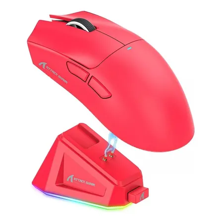 Mouse Gamer Sem Fio Attack Shark X11 Com Base Red