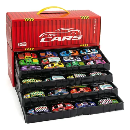 Kit 48 Carrinhos Miniatura Fricção Caixa Pista Sortidos 1:64 Vermelho