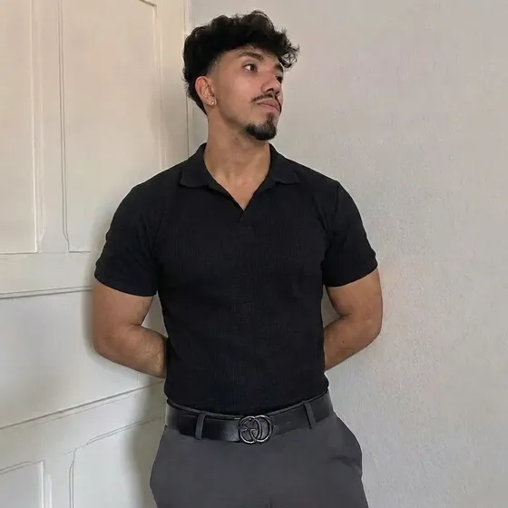 Camiseta Gola Polo Masculina Minimalista Tecido Texturizado
