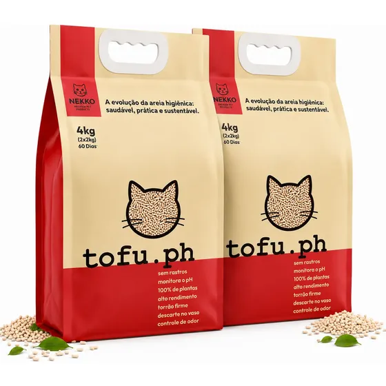 Areia Higiênica Gato Tofu Biodegradável Ph 8kg Nekko
