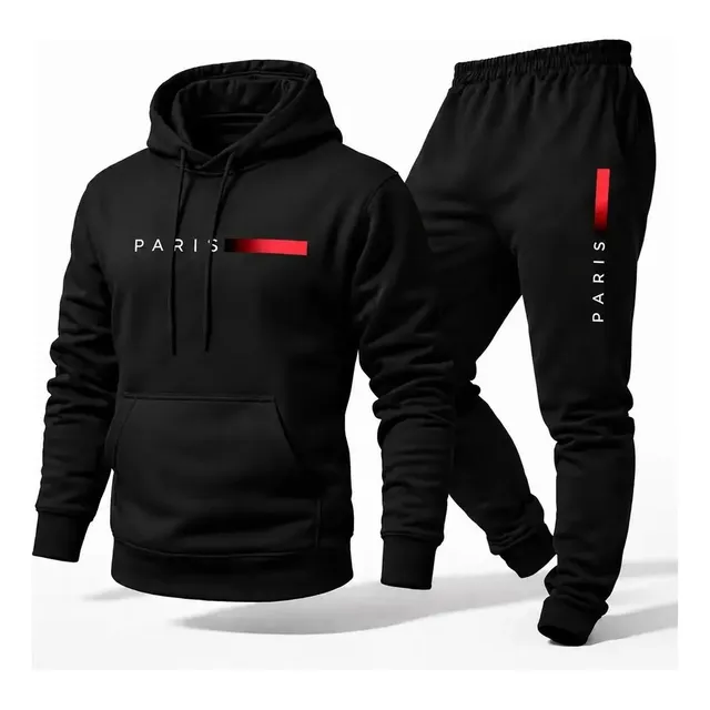 Conjunto Moletom Unissex Paris Canguru Com Capuz Calça