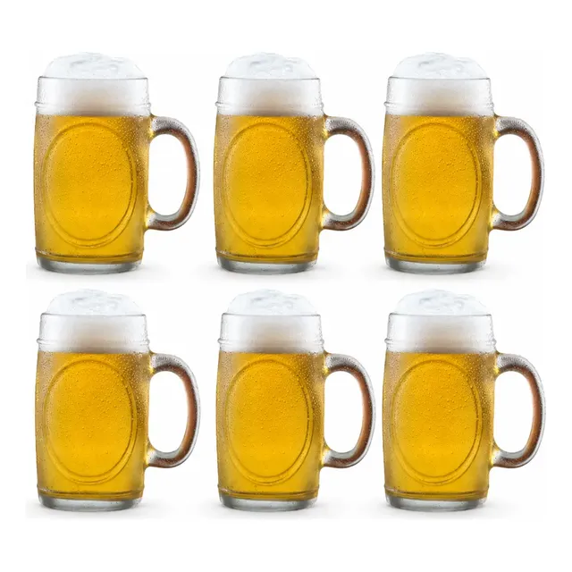 Conjunto Com 6 Canecas De Chopp, Cerveja Bebida Vidro 350ml Branco Nenhum