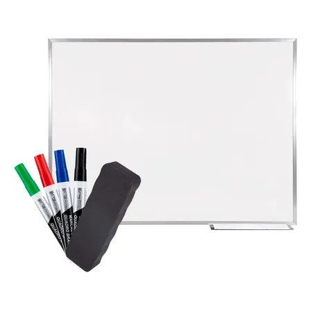 Lousa Quadro Branco Molde Alumínio 120x90 Cm + 4can + 1 Apg