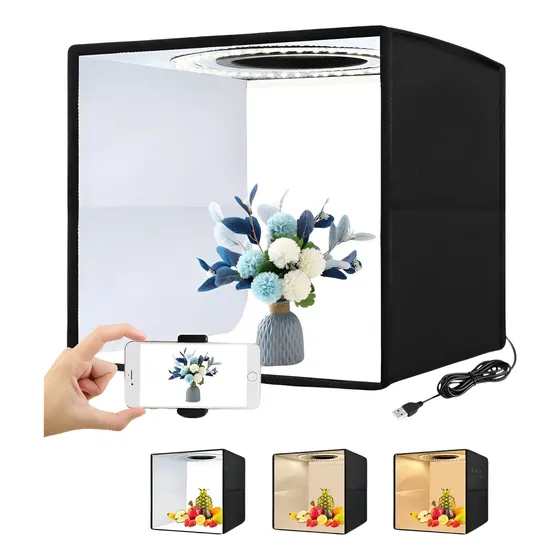 Mini Studio 60x60cm Com Led Fotos Anel De Luz Portátil
