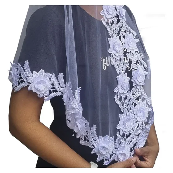 Véu Ccb Tule Francês/transparente 3d Vilma - Full