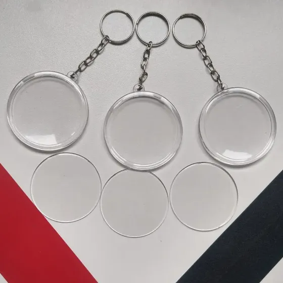50 Chaveiros Redondo Acrílicos - S/ Personalizar