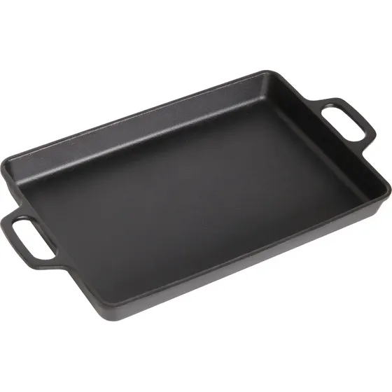 Forma Assadeira Tabuleiro De Ferro Fundido 41x27cm Com Alças