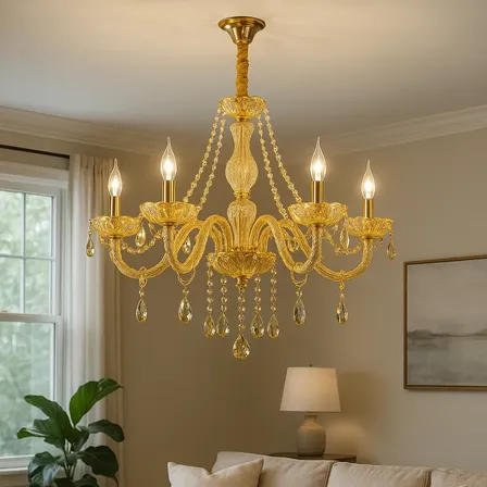 Lustre Candelabro Cristal Legitimo 6 Lampadas Braços 110/220 127/220v Bronze Cristal