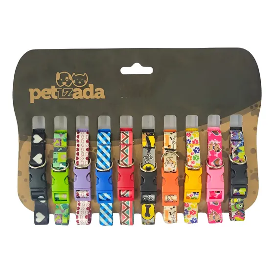 Kit Coleira Cartela Cachorro Atacado Pet Shop - 10 Peças