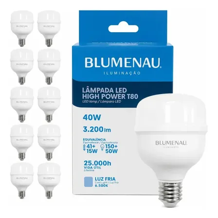 Kit 10 Lâmpadas Ultra Led 40w Alta Potência Bivolt Blumenau