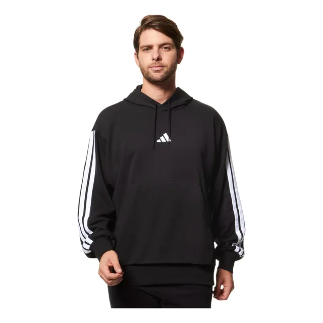 Moletom Masculino Essential 3 Stripes Com Capuz adidas G Preto E Branco Liso