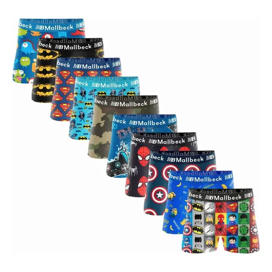 Kit 10 Cuecas Box Boxer Infantil Microfibra Menino Criança
