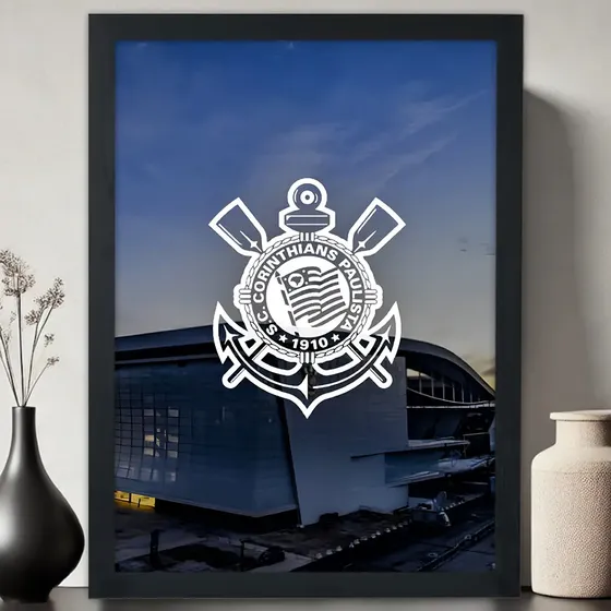 Quadro Decorativo Estadio Timão Sccp Corinthians - Com Vidro