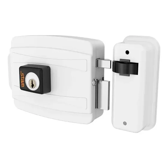 Fechadura Elétrica Cilindro 40mm Abre P/dentro - Branca - S