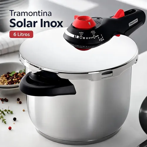 Panela De Pressão Tramontina/solar/inox/indução 6 Litros