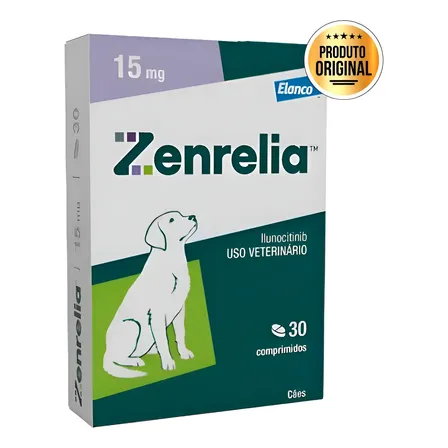 Zenrelia 15mg Anti-coceira Dermatite Cães Elanco Cx 30comp Verde-escuro
