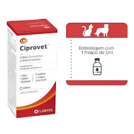 Colirio Ciprovet Labyes 5ml Antibacteriano P/ Cachorro Gato