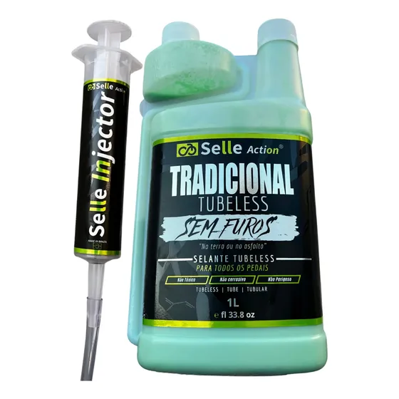 Liquido Selante Tubeless 1 Litro + Seringa Tubeless Injector