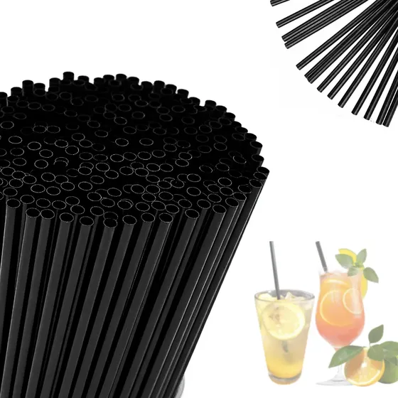 Canudo Plástico Preto Biodegradável Drinks Refrigerant 200un