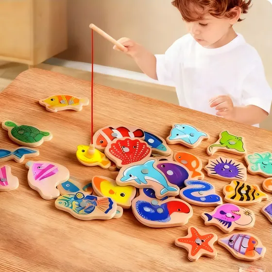 Brinquedo Jogo Pesca Peixe Pescaria Magnética Infantil 31pz