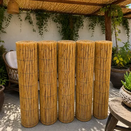 05 Rolo Esteira Bambu Natural De 5m X 1m Cortina Decoração