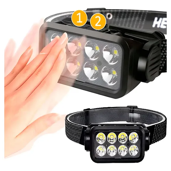 Lanterna Profissional Cabeça 8 Leds 25000 Lm Recarregável