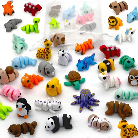 Kit 15 Miniaturas Flexíveis Fidget Bichinhos Lindo Coleção