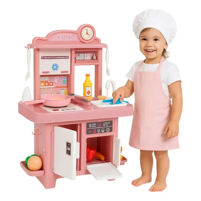Cozinha Infantil Completa Com Luz Som E Musica Sai Água Rosa