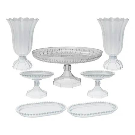 Kit Cristal 7 Peças Completo Festa Lapidado