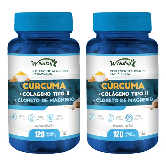 2 Cúrcuma Com Colágeno Tipo 2 + Cloreto Magnésio 240caps