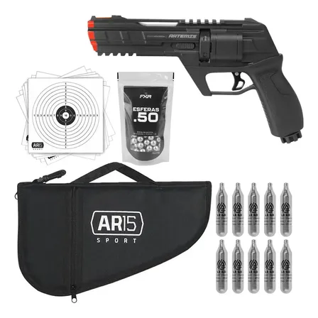 Kit Pistola Cp300 Defender .50 Artemis Co2 Esferas Capa