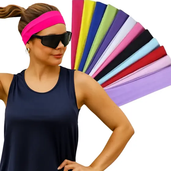 Kit 8 Faixas De Cabelo Coloridas Feminina Esportiva E Casual Sortida P/unico