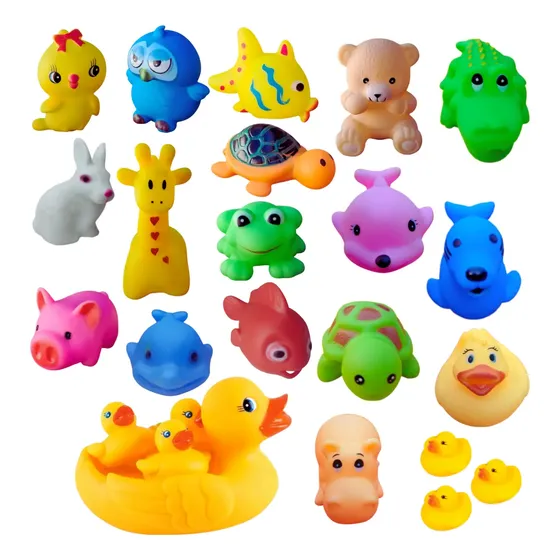 18 Brinquedos Banho Divertido Bebê Bichinhos De Vinil Macio