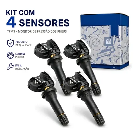 Kit Sensor Pressão Pneu Para Onix Cruze Tracker Spin S10 Gm