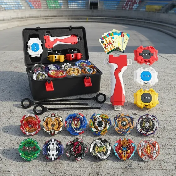 Kit 12 Beyblade Dragoon Dourada Ferro 3 Lancadores C/maleta