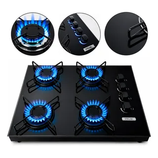 Fogão Cooktop De Mesa Portátil A Gás 4 Bocas Euro Stelar
