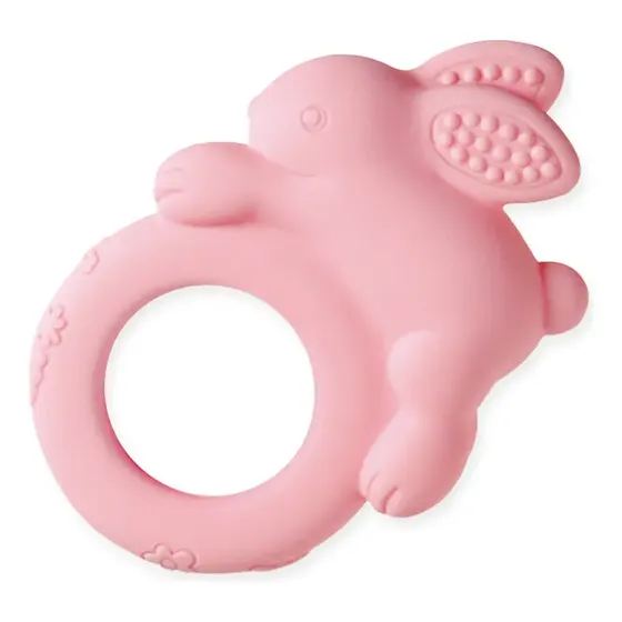Mordedor Argola Para Bebês Coelho Toque Macio Rosa Toyster