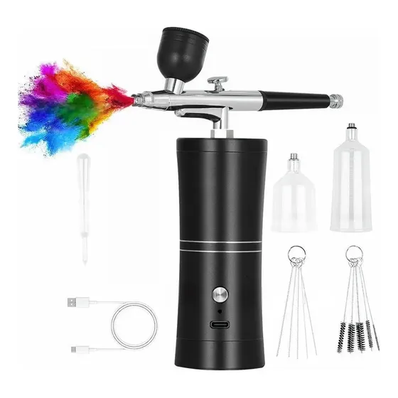 Kit Aerógrafo Recarregável Mini Compressor Portátil Sem Fio
