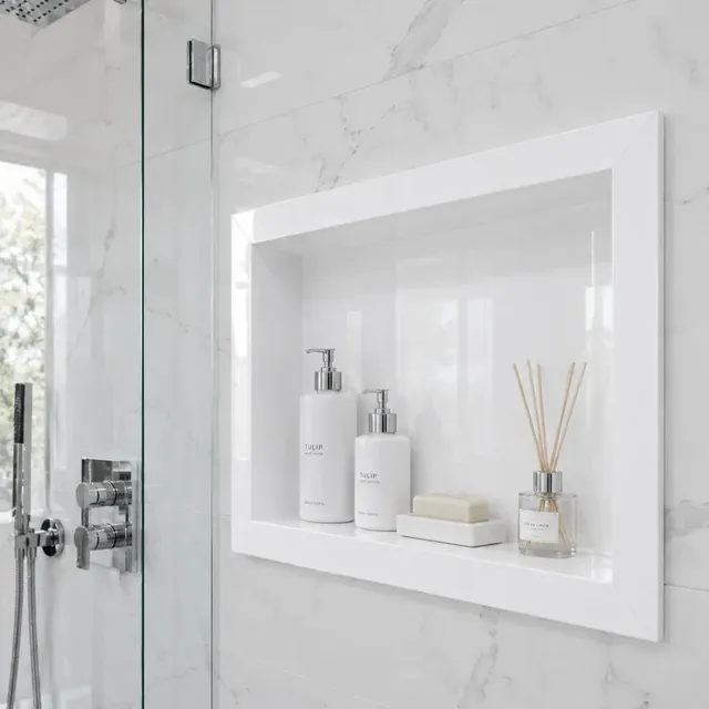 Nicho Porcelanato Banheiro Branco 40x60 Borda Simples Branco