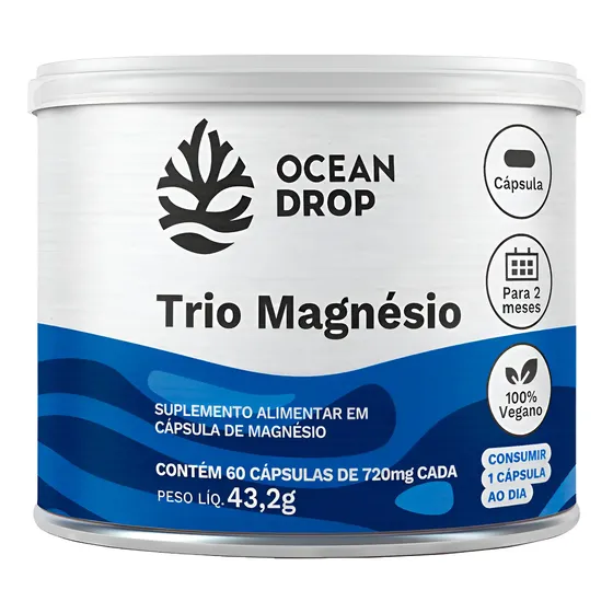 Trio Magnésio Ocean Drop Óxido Magnésio Bisglicinato Malato
